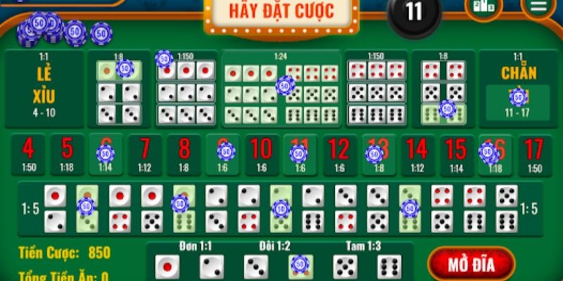 Hình thức cược tổng trong siêu phẩm game Tài xỉu 